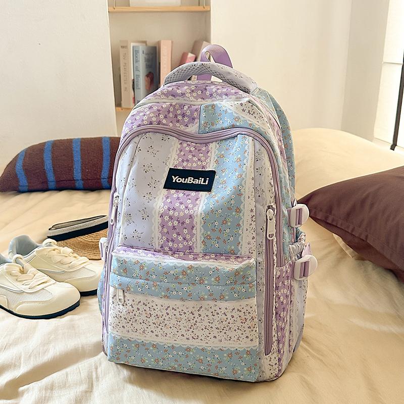 Large Capacity Student Schoolbag Girls Floral Print Backpack