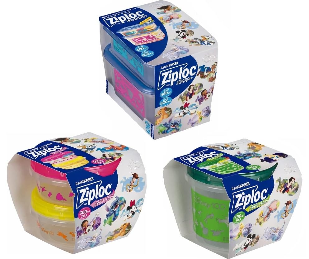 

Anniversary Disney 2023 Ziploc Screw Lock Set of 3 2 pieces 730ml 1 Container 480ml 820ml 1 piece [100th Limited] (300ml + piece) & (Rectangular &