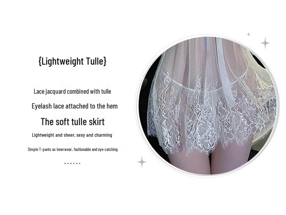 Dámský sexy krajkový síťovaný komplet babydoll noční košilky, styl 1912