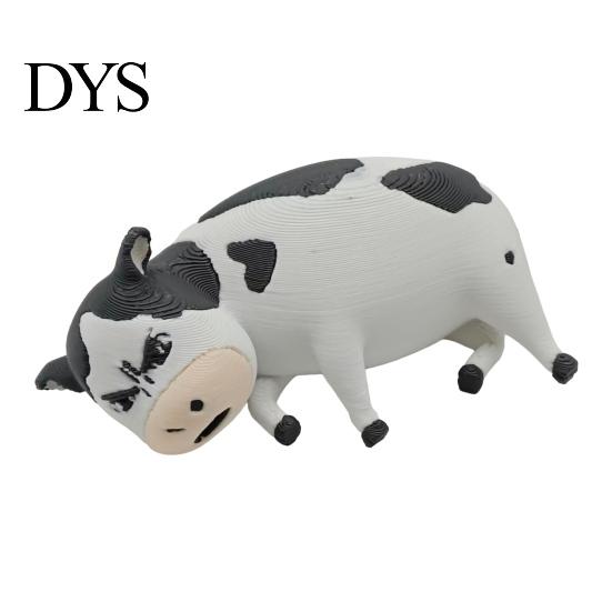 3D Printed Cow Toy Dairy Figurine, Cartoon Cattle Statue for Desk Decor, Figurine Mini Sculpture Home Office, Gift Animal Lovers Accessory