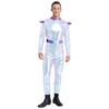 One-Piece Outer Space Costume for Men M-3XL: Easy Wear Long Sleeve Jumpsuit, Combines Cute & Robotic Styles for Photos