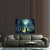 Tapestry Gothic Halloween Wall Tapestry - Dark Ceremony with Witches, Full Moon & Horned Figures, Polyester Fabric