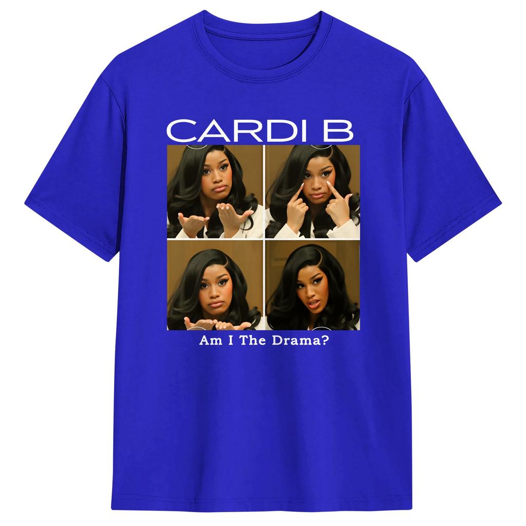 Oversized T Shirt Beach Cardi B Am I The Drama Popular TShirts Cotton Tee Shirt for Unisexs Y2K Basic Short Sleeve Tops