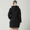 Women Winter Down Cotton Parka Jacket Coat Medium Long Hooded Full Sleeve Zipper Pocket Loose Warm Thicken Solid Color Black
