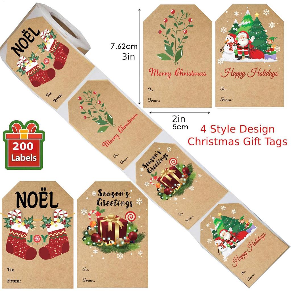 Christmas Labels Festive Adhesive Decorative Label Adhesive Cartoon Christmas Tags For Home Crafting Festival Celebration