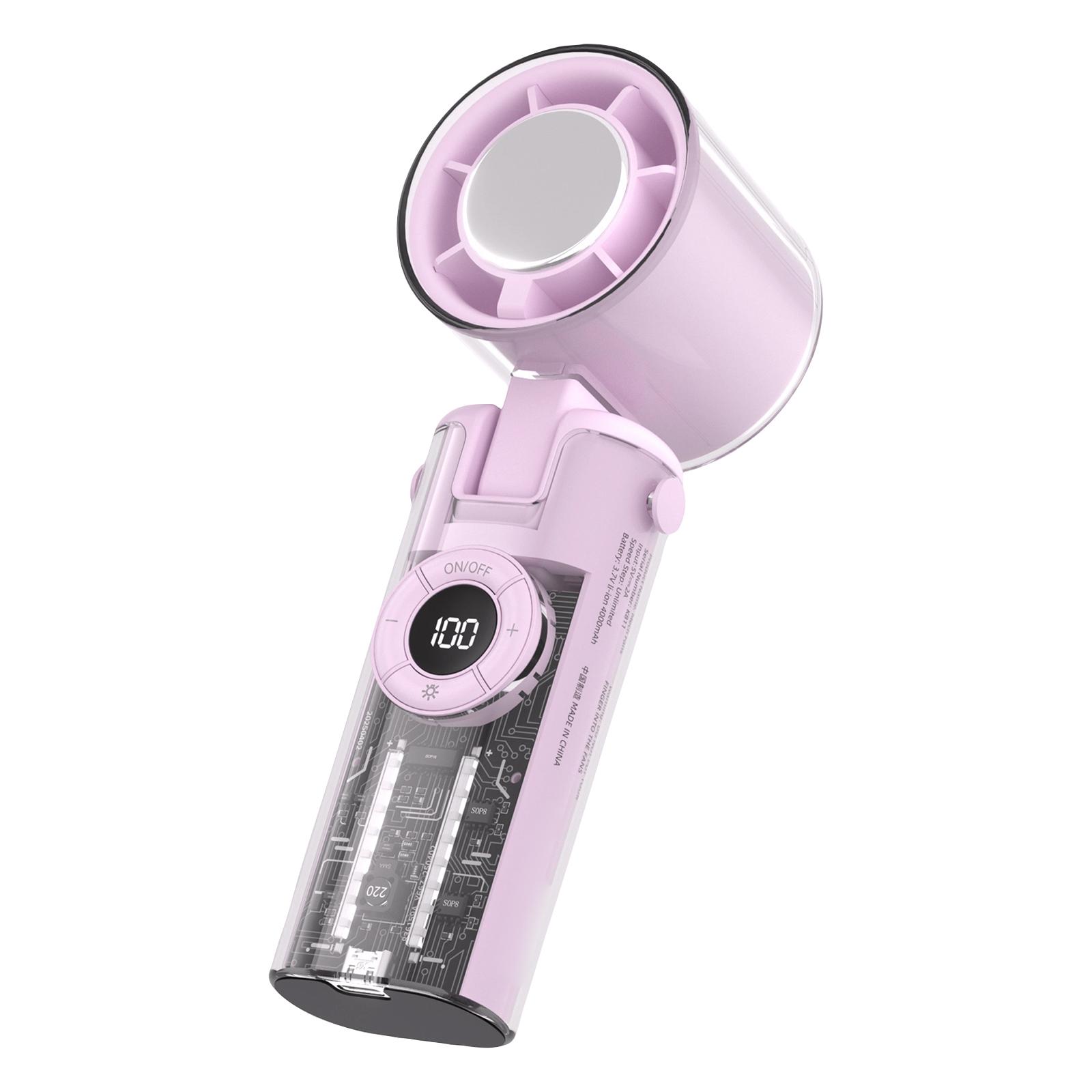 

Portable Conditioner Fan With Function, 4000mAh Rechargeable Battery, Transparent Mechanical Fan Design, And Comes With A Lightweight Lanyard. фиолетовый