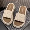 Fashion Womens Summer 2025 Platform Flip Flops Crinkle Design Open Toe Casual Sandals Thick Sole Beach Slipper Outdoor Vacation Comfort