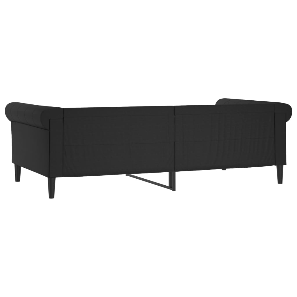 Vidaxl Sofa Z Funkcją Spania, Czarna, 100X200 Cm, Obita Sztuczną Skórą