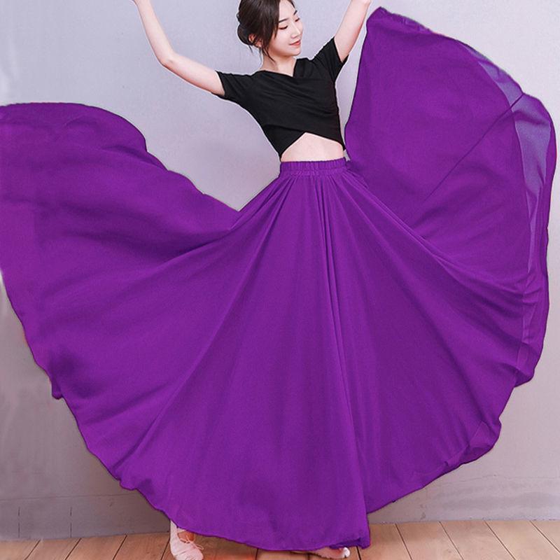 720° Chiffon Swing Skirt: High Waist, Ethnic Dance Red, Slimming Design