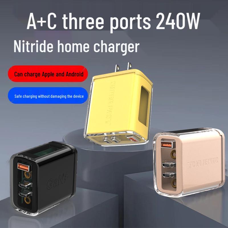 

240W Multi-Port Gallium Nitride Fast Charger for Apple, Xiaomi, Huawei Black [240W A+C] Auto Power Off
