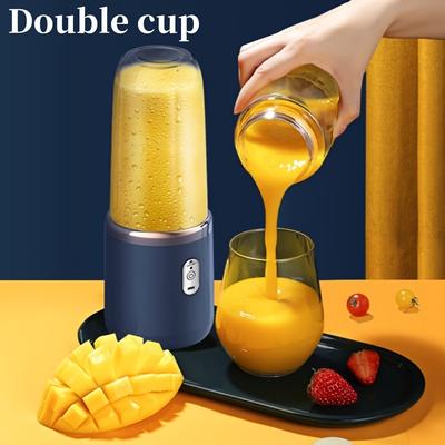 2-in-1 Portable Mini Blender and Multi-function Juicer - USB Charging, Easy To Clean, Household Must-have, Includes 6 Blades and Double Cup