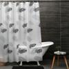 Shower Curtain Gray Black Leave Printed White Bathroom Curtain PVEA Fabric Water Resistant Modern Style Shower Curtains 240cm