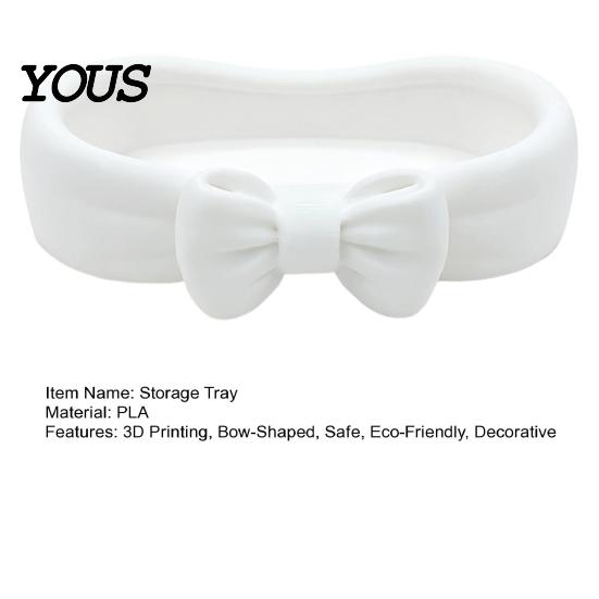 Trinket Storage Tray 3D Printed Bow-Shaped Tray, Elegant Jewelry Organizer & Key Holder for Desk Entryway, Decorative Rings Earrings Cosmetics,
