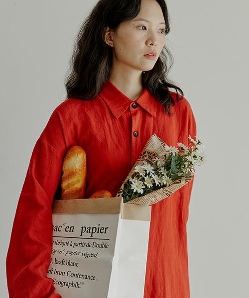 Mallen Unisex Linen Long Shirt Red
