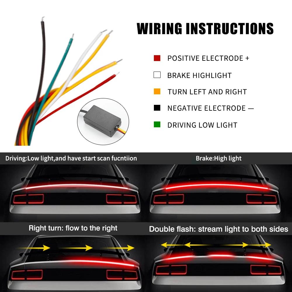 120 cm LED Spoiler Auto Licht Für Universellen Heckflügel Schwarze Kohlefaser Die 3. Rückleuchten LED Bremslicht 12V