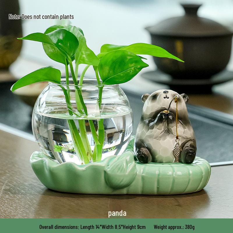 Frog-Themed Hydroponic Vase for Office Decoration