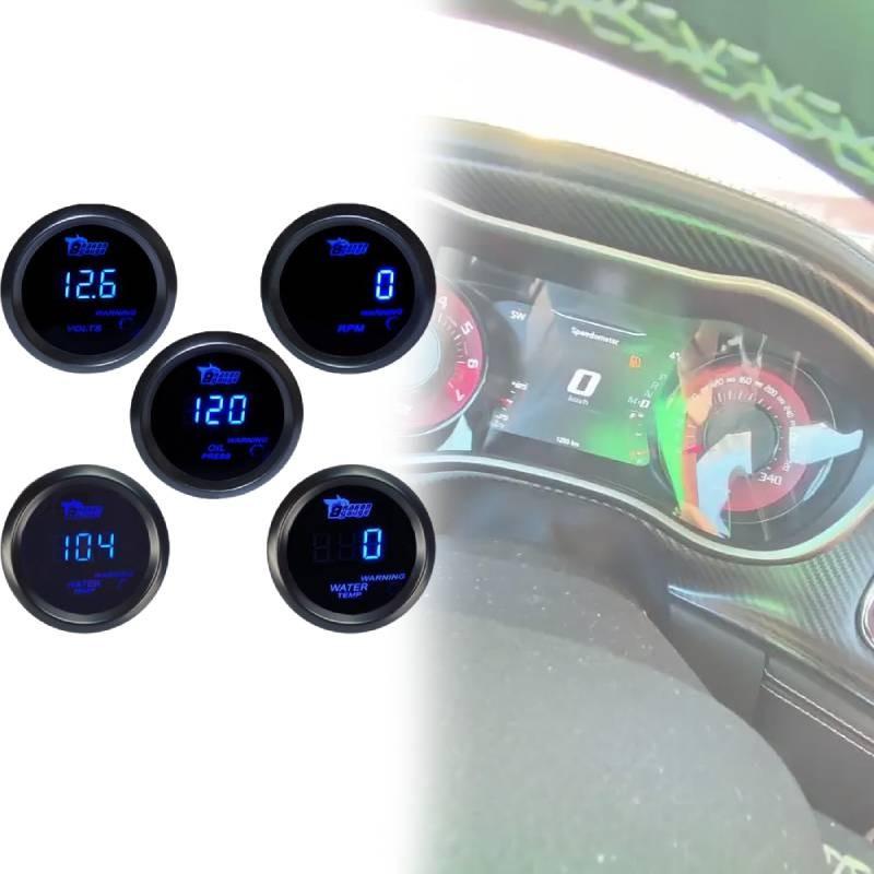 Universal 12v Car Gauge Kit With Water Oil Temp Speed Voltage For Racing Enthusiasts