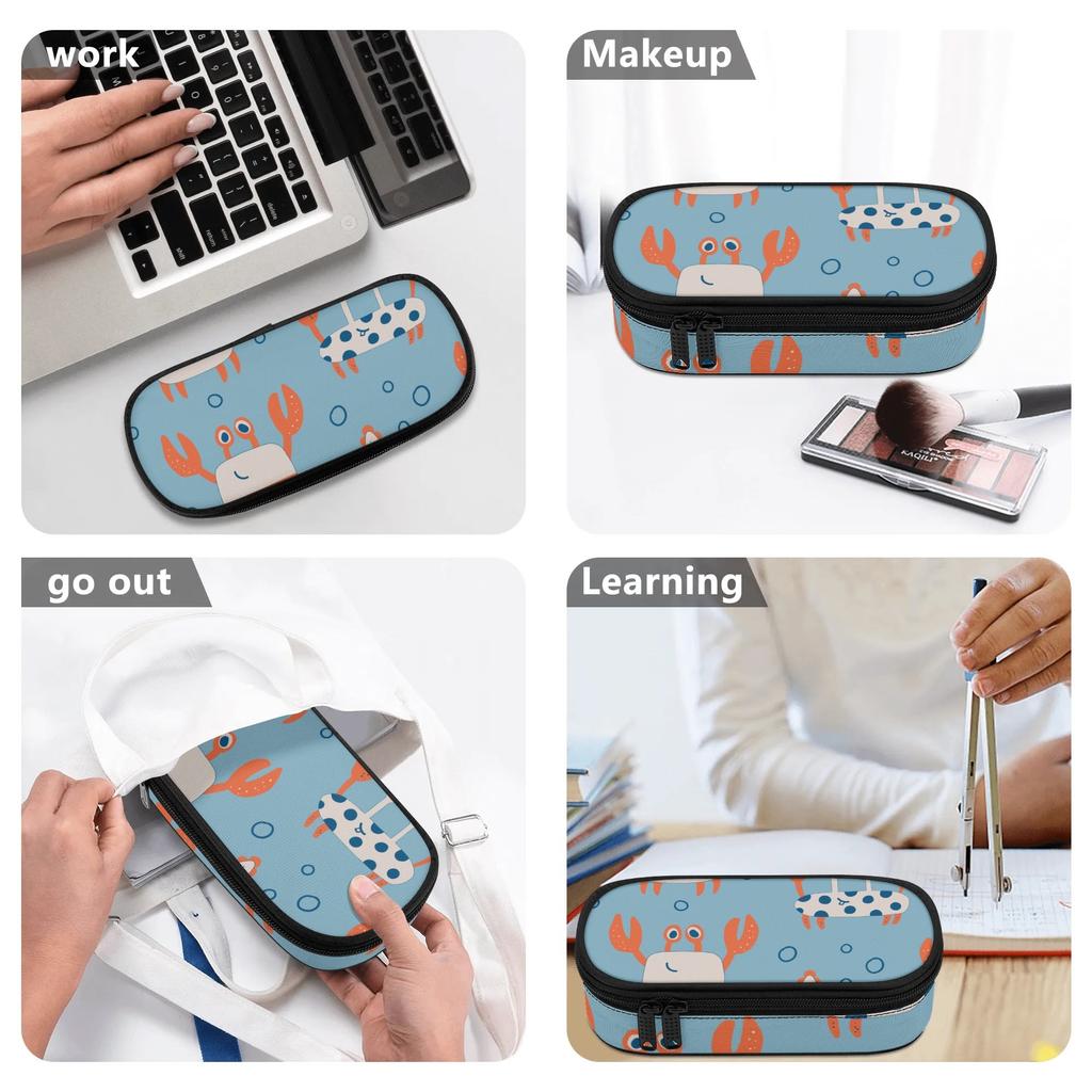 Pen Case Roomy Interior 300D Polyester Smooth Zipper with Mesh Pocket Removable Divider and Pen Slots for Everyday Study
