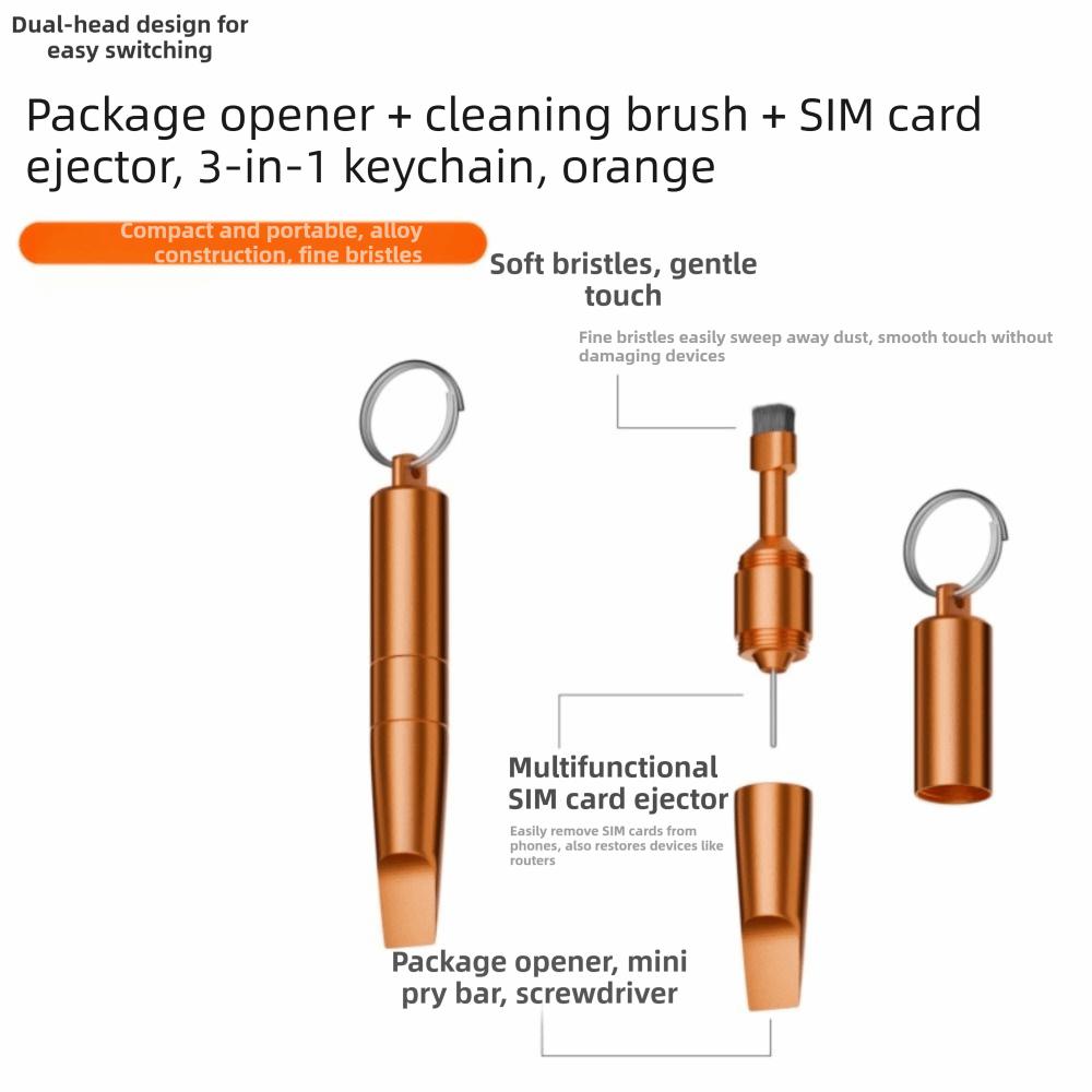Cleaning Brush 3-in-1 Keychain Tool Multitool Eject Pin Reset Tool  Opening Packages