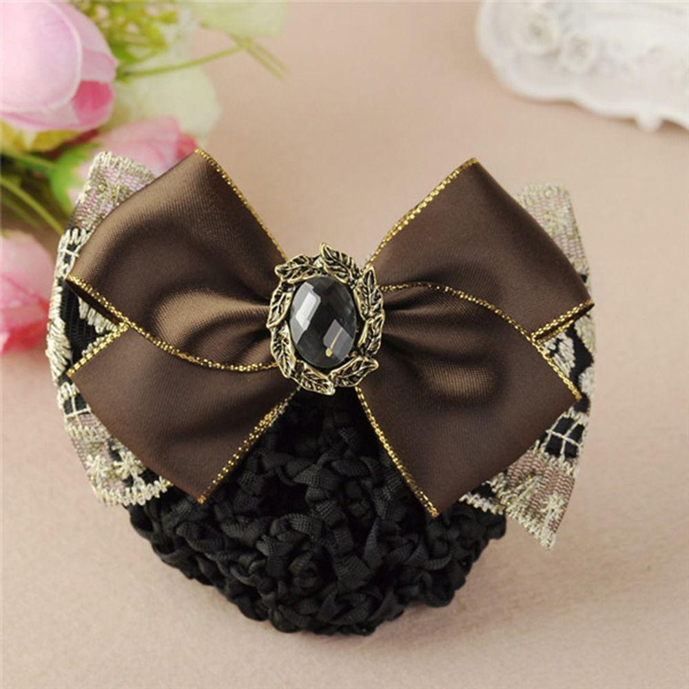 For Girls Pearl  Ponytail Clip Women Spring Clip Hairgrips Cover Net Korean Bun Snood
