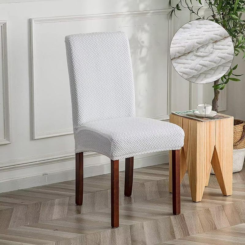 

Stretch Dining Chair Cover Jacquard Spandex SKitchen Chair Seat Hotel Banquet Elastic Slipcover белый