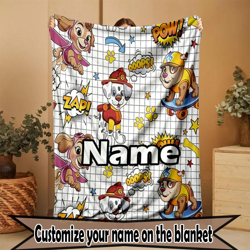 Custom Name Personalized PAW Patrol Print Blanket, Home Decor, Bedroom, Sofa, Camping, Couch, Gifts for Birthday Christmas