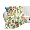 Fresh Lemons Throw Blanket Fruits Vegetables Theme Flannel Blanket Super Soft Lightweight Blanket for Bed Sofa Couch Living Room