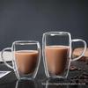 Insulated Double-Walled Glass Cup with Handle - Transparent Milk, Water, Coffee, Tea Cup