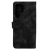 Mobile Phone Leather Case Dust Proof Scratch Resistant Magnetic Wallet Protective Case for Galaxy S22 Ultra Black
