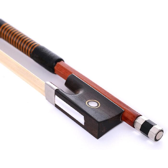 AMZZ 4/4 Full Size Violin Bow – Octagonal Brazilwood Stick, Mongolian White Horsehair, Handmade, Lightweight & Balanced for Intermediate & Advanced