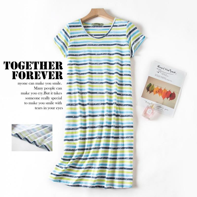 Plus size Estate Donna Camicia da notte Manica corta Simpatico cartone animato pigiameria dolce O Collo Camicie da notte Pigiama Pigiama da donna in cotone
