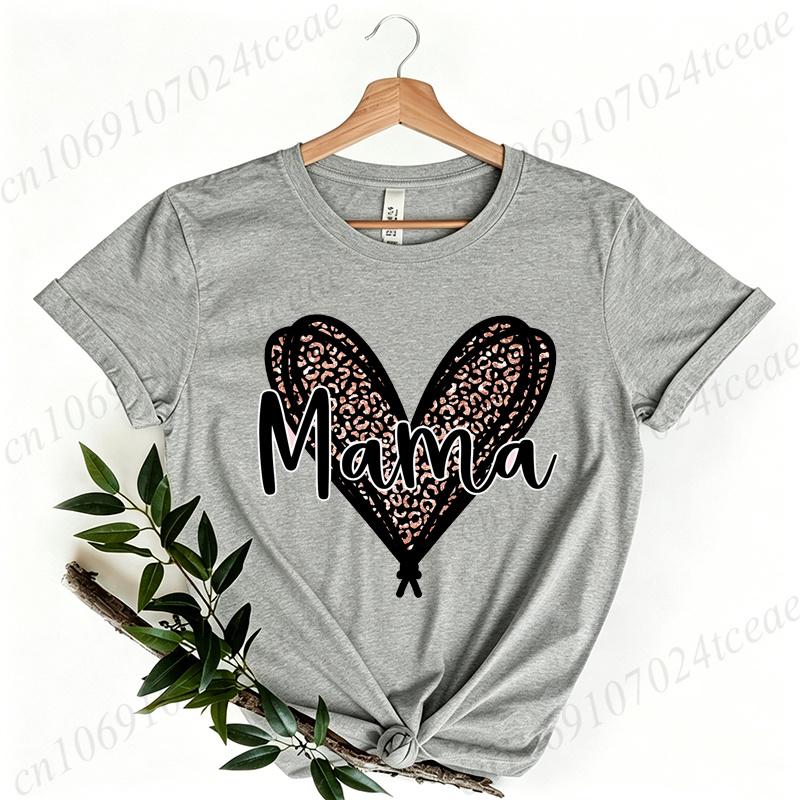 Women's Casual shirts Mama Leopard Print Women's Crewneck Casual Short Sleeve T-Shirt Summer Harajuku Streetwear Women Clothes