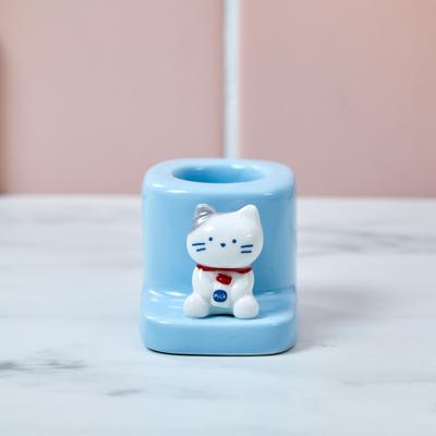 Milk Cat Figure-Shaped Ceramic Toothbrush Holder_BA4524030