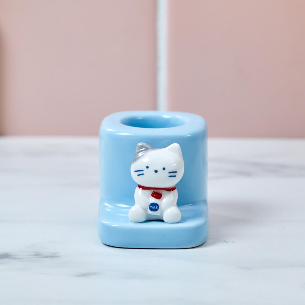 

Milk Cat Figure-Shaped Ceramic Toothbrush Holder_BA4524030
