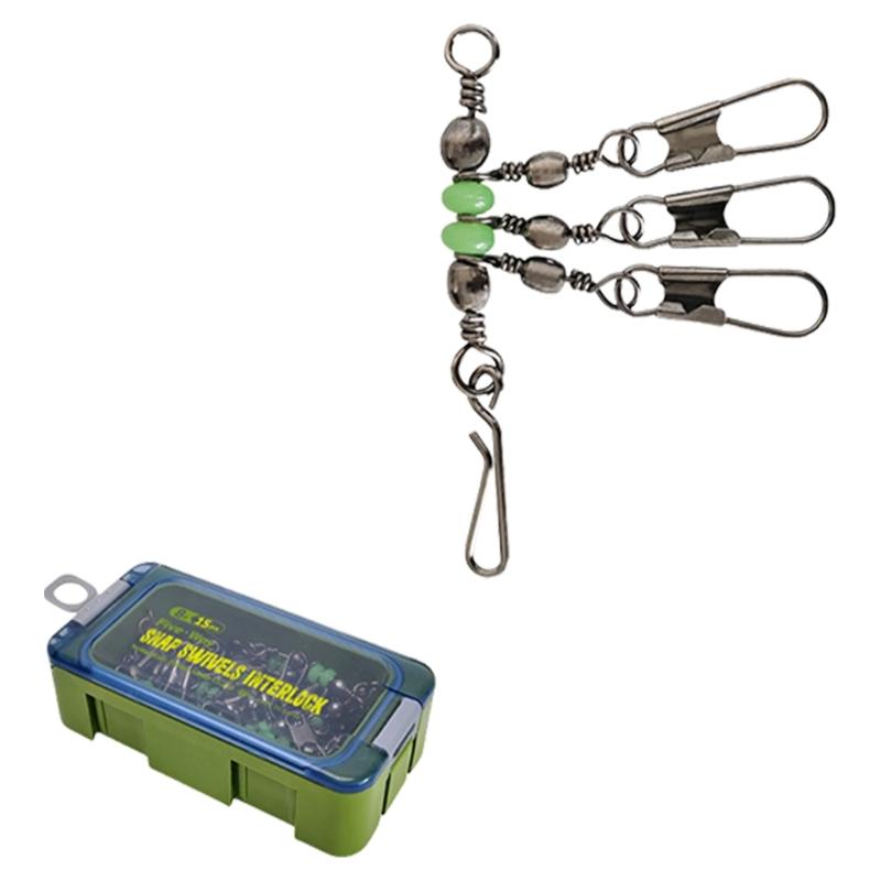 

Rolling Sea Fishing Swivels Snap Connector Balls Bearing Squid Jig Fishing Swivels Luminously Fishing Swivels Connector