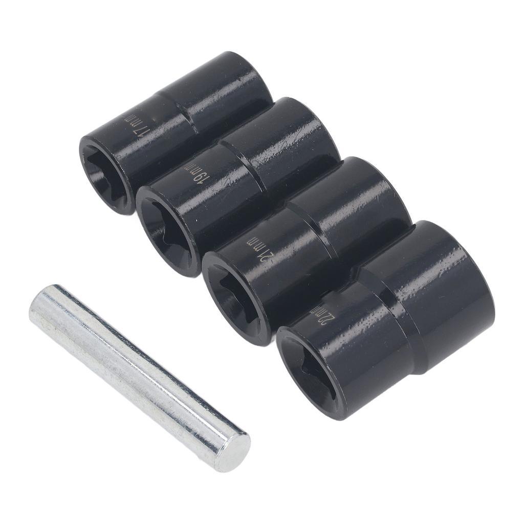 5-teiliges Schraubenausdreher-Set 12-Kant Antrieb Impact Radmutterentferner Werkzeug Metrisch 17mm 19mm 21mm 22mm Cr Mo