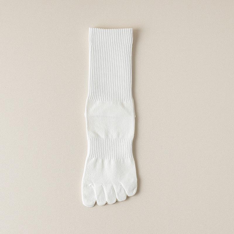 Men's Seamless Split Toe Cotton Socks: Solid & Striped, Breathable, Antibacterial, Anti-Odor, Mid-Calf Casual.