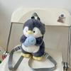 Cartoon Penguin Plush Backpack For Girls With Soft Faux Fur And Zip Closure