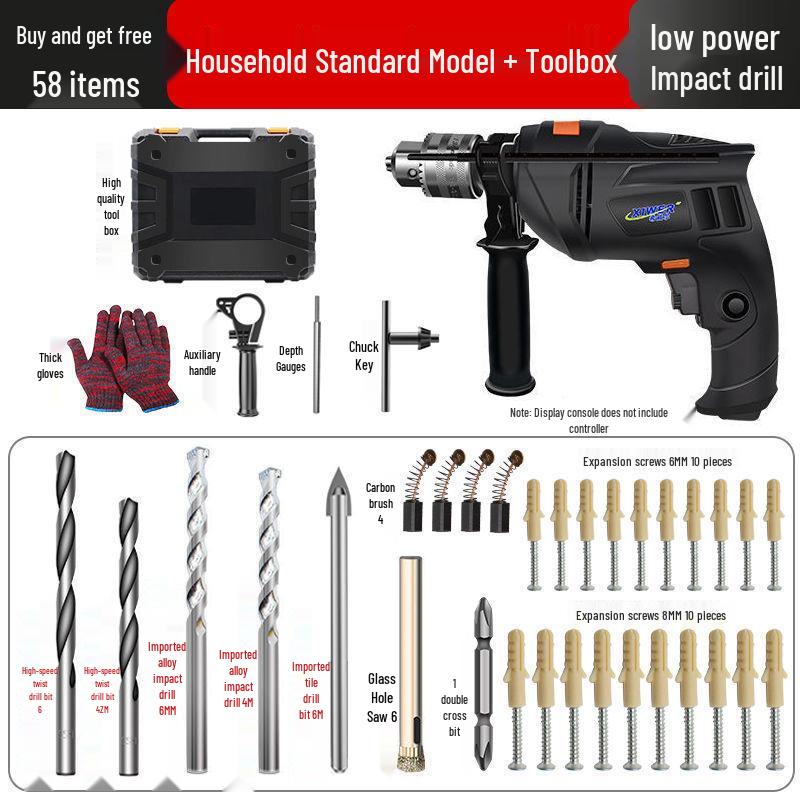 Electric Hand Drill Set with Drill Bits for Woodworking & Household Tasks