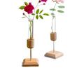 1Pc Flower Pot Durable Plant Transparent Wooden Stand Creative Vase Test Tube Hydroponic
