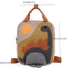 Khaki Lightweight Canvas Backpack Cute Dinosaur-Themed for Youngsters Adjustable Straps Zip Closure Colorful Embroidery Ideal for School & Outings