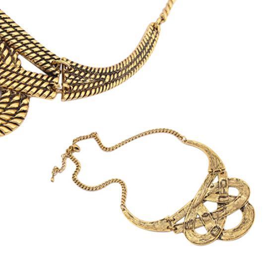 Women's Vintage Ethnic Hollow Knot Drop Pendant Statement Necklace Jewelry