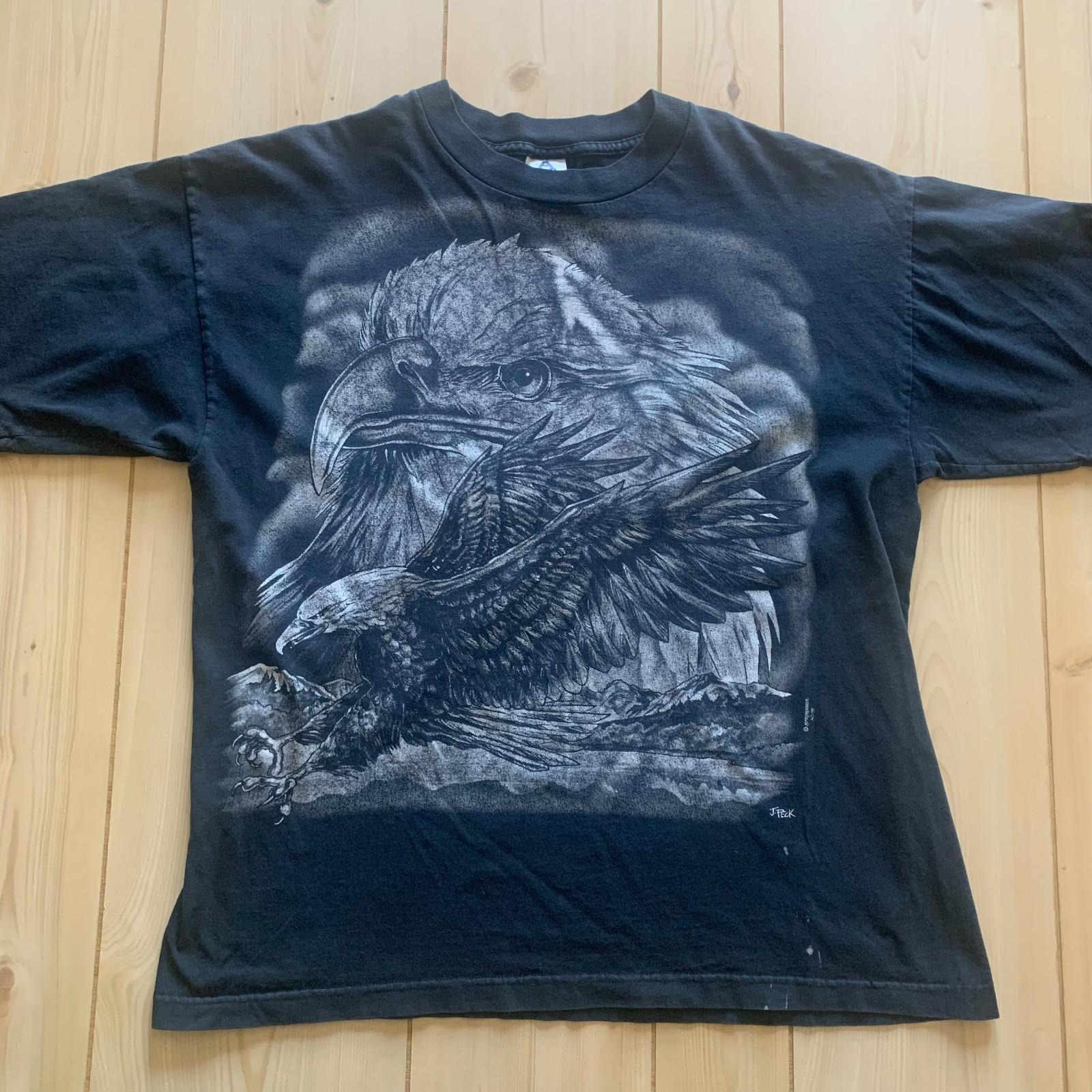 Vintage Alstyle Bald Eagle Majestic Double Sided Graphic T-Shirt 1996 Size XL Unisex T-Shirt XL