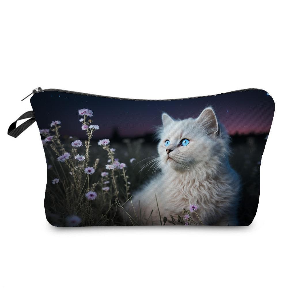 Women Cat Print Cosmetic Bag Toiletries Organize Travel Storage Case 6772