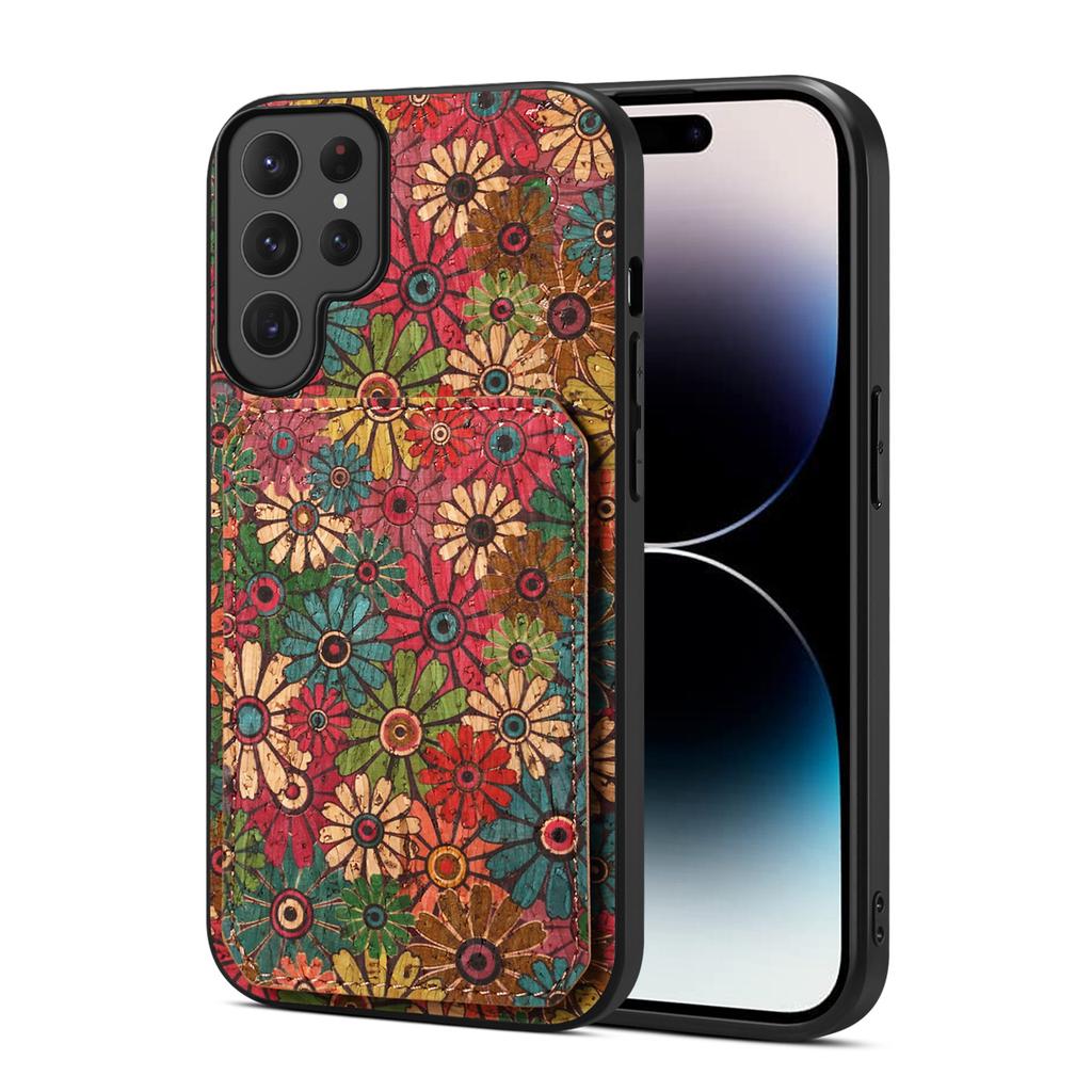 Flower Leather Phone Case for Samsung Galaxy S26 Ultra S25 Edge S24 Plus S23 Fe S22 S21 S20 Invisible Card Holder Design Cover