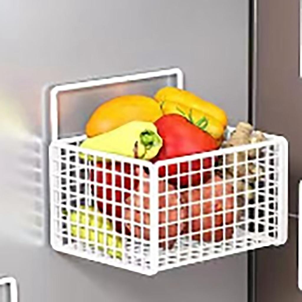 Cestino portaoggetti da parete, senza foratura, in filo metallico adesivo, per l'organizzazione di cucina, dispensa, bagno