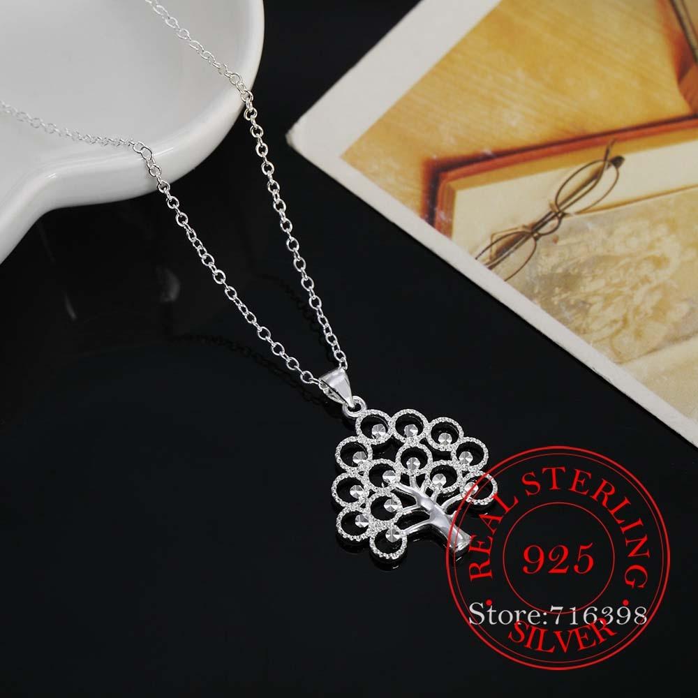 Vintage Luxury Crystal Christmas Tree Charm Statement Pendant Necklace for Women 925 Sterling Silver Fine Jewelry Accessory