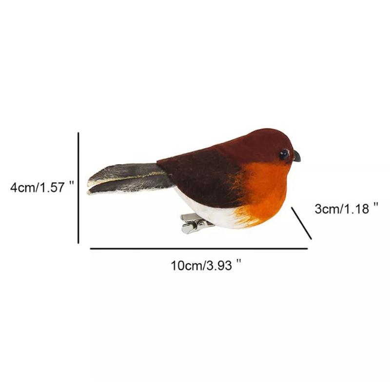 6pcs Clip On Christmas Robins Decoration Cute Festive Xmas Tree Bird Ornament