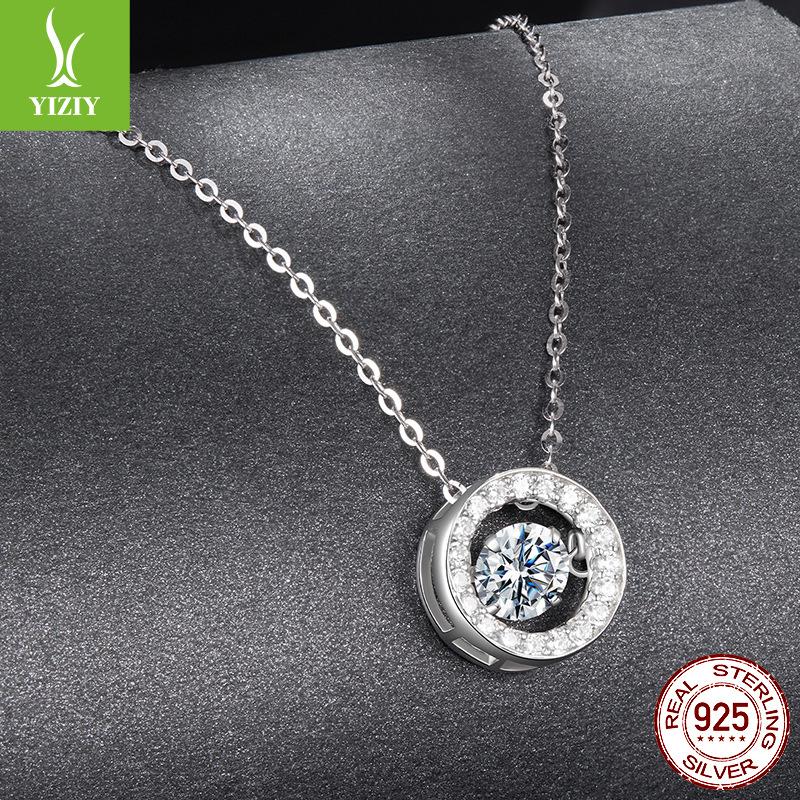 Shining Smart Moissanite Necklace Valentine'S Day S925 Silver D Moissanite Necklace Collarbone Chain