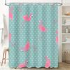 Vintage Flamingo Print Shower Curtain for Bathroom Decor Mint Green with White Polka Dots Pink Birds Pattern 180x245cm Bath Fabr